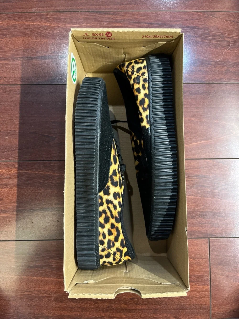 Womens 8 Vans Authentic Creeper Leopard Black Canvas Suede Shoes New HALF BOX